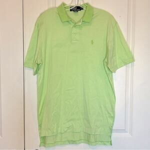 Polo Ralph Lauren Lime Green Micro Stripe Pima Cotton Polo Shirt S